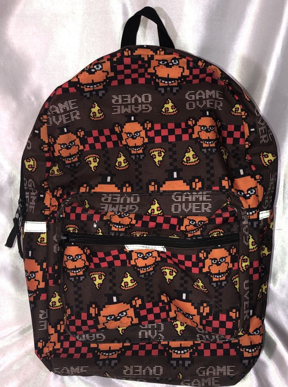 Five Nights At Freddys Backpack School Brown Pockets Adjustable Pizza Game Over